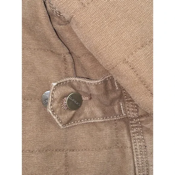 Carhartt Quilted Canvas Work Jacket Brown Corduroy Collar Mens XL - Picture 10 of 15